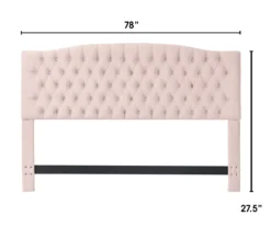 French Blush Pink Celeste Upholstered King Headboard -Household Items Sale 810513528 3
