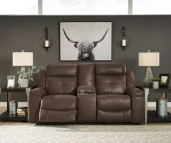 Jesolo Coffee Brown Reclining Console Loveseat -Household Items Sale 810519673 2