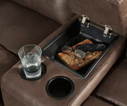 Jesolo Coffee Brown Reclining Console Loveseat -Household Items Sale 810519673 3