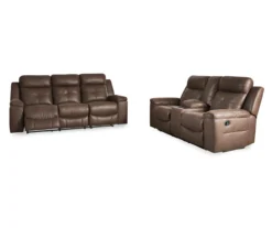 Jesolo Coffee Brown Reclining Console Loveseat -Household Items Sale 810519726 810519673