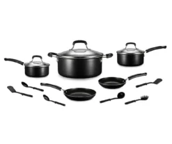 Black Non-Stick 14-Piece Rivet Handle Cookware Set