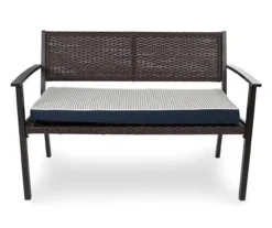 Navy Blue Tick Stripe Reversible Deluxe Outdoor Bench Cushion -Household Items Sale 810525197 2