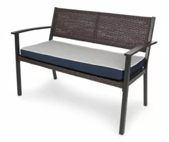 Navy Blue Tick Stripe Reversible Deluxe Outdoor Bench Cushion -Household Items Sale 810525197 3
