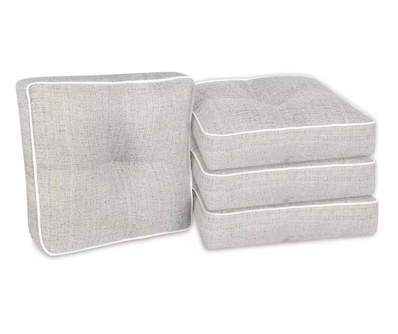 Linen-Gray 4-Piece Outdoor Wicker Chair Cushion Set 8 Linen-Gray 4-Piece Outdoor Wicker Chair Cushion Set - Image 6