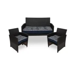 Navy Blue Banana Leaf Outdoor Chair & Settee Cushion Set 9 Navy Blue Banana Leaf Outdoor Chair & Settee Cushion Set -Household Items Sale 810525537 3