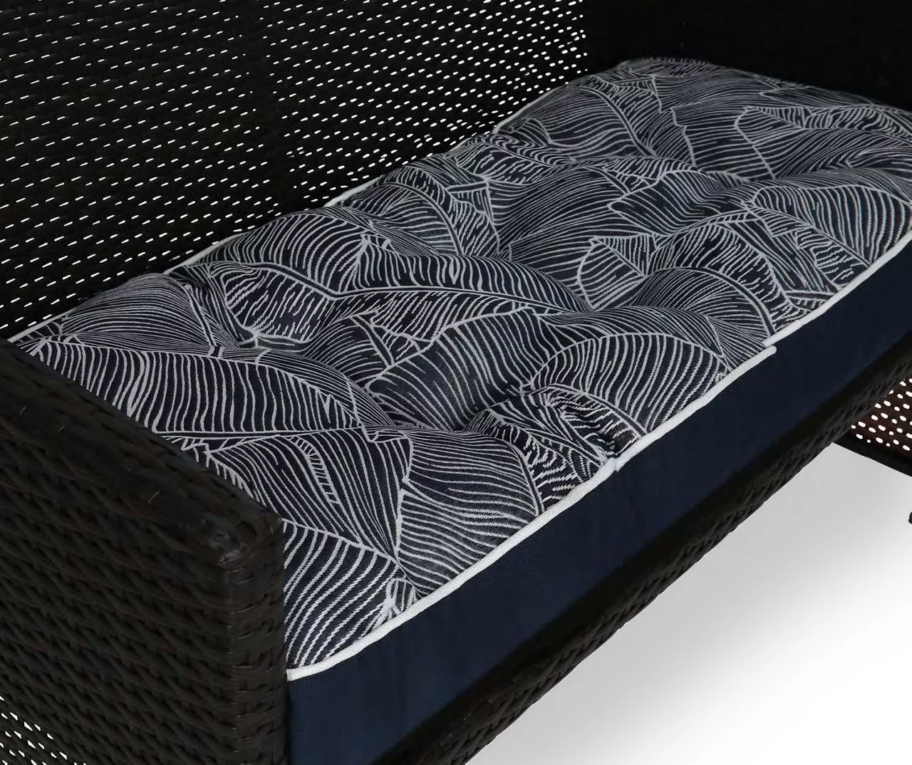 Navy Blue Banana Leaf Outdoor Chair & Settee Cushion Set 6 Navy Blue Banana Leaf Outdoor Chair & Settee Cushion Set - Image 4