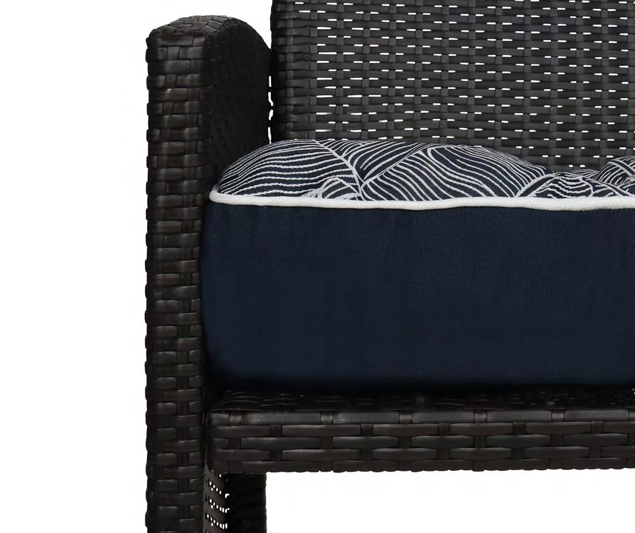 Navy Blue Banana Leaf Outdoor Chair & Settee Cushion Set 7 Navy Blue Banana Leaf Outdoor Chair & Settee Cushion Set - Image 5