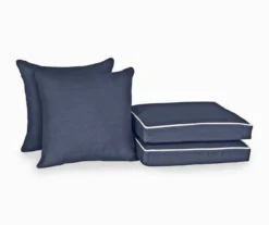 Navy Blue 4-Piece Deluxe Outdoor Chair Cushion Set 12 Navy Blue 4-Piece Deluxe Outdoor Chair Cushion Set -Household Items Sale 810525551 5