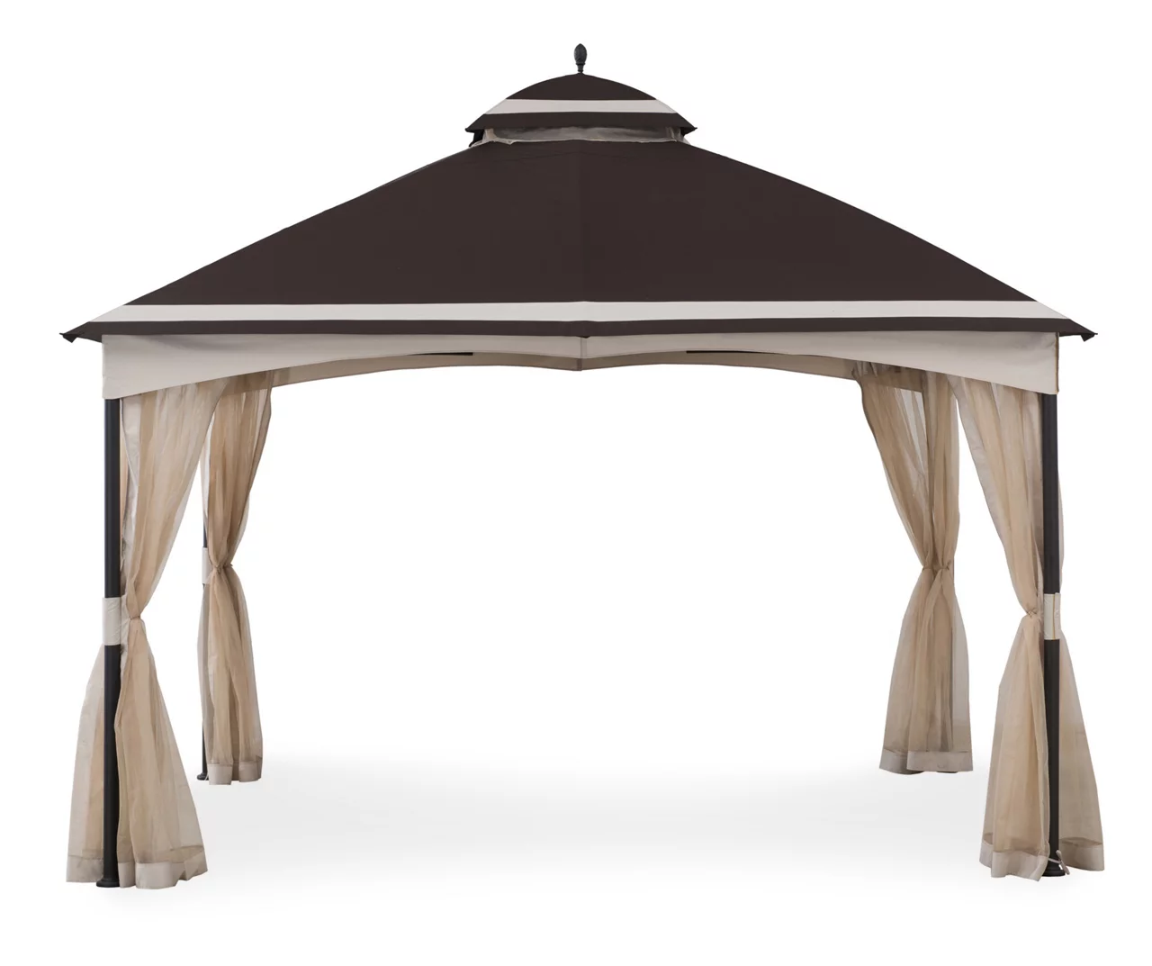 Brown & Tan 2-Tier Gazebo, (10.5' X 13') 3 Brown & Tan 2-Tier Gazebo, (10.5' X 13')
