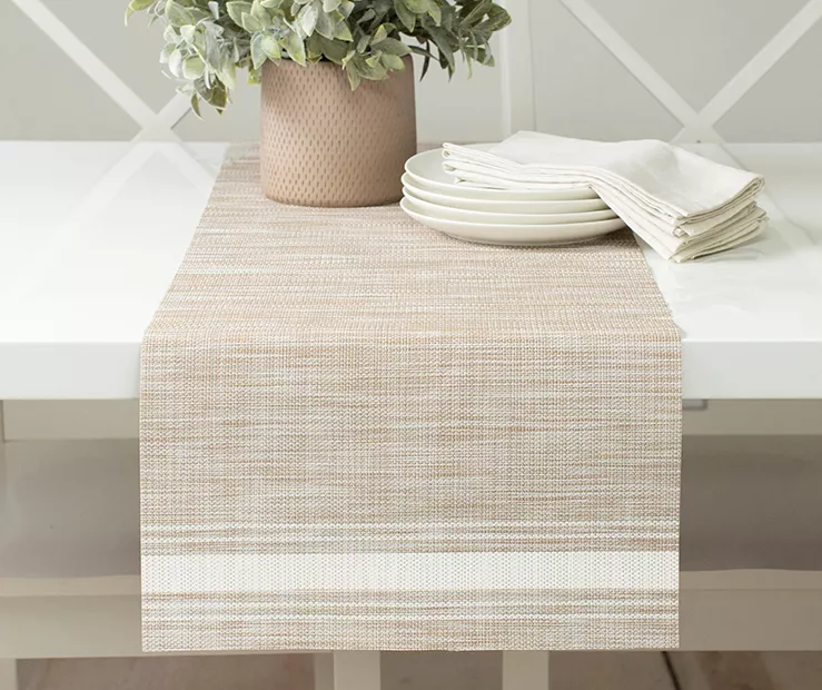 Brown Stripe-Accent Bistro Table Runner 3 Brown Stripe-Accent Bistro Table Runner