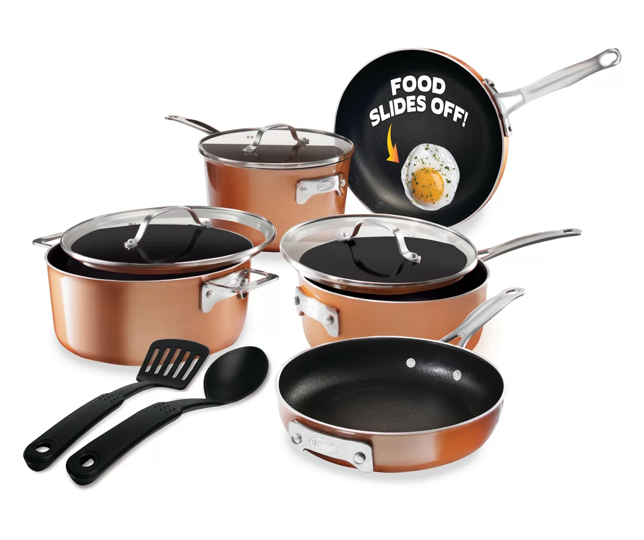 Stackmaster Copper 10-Piece Cast Textured Non-Stick Cookware Set 3 Stackmaster Copper 10-Piece Cast Textured Non-Stick Cookware Set