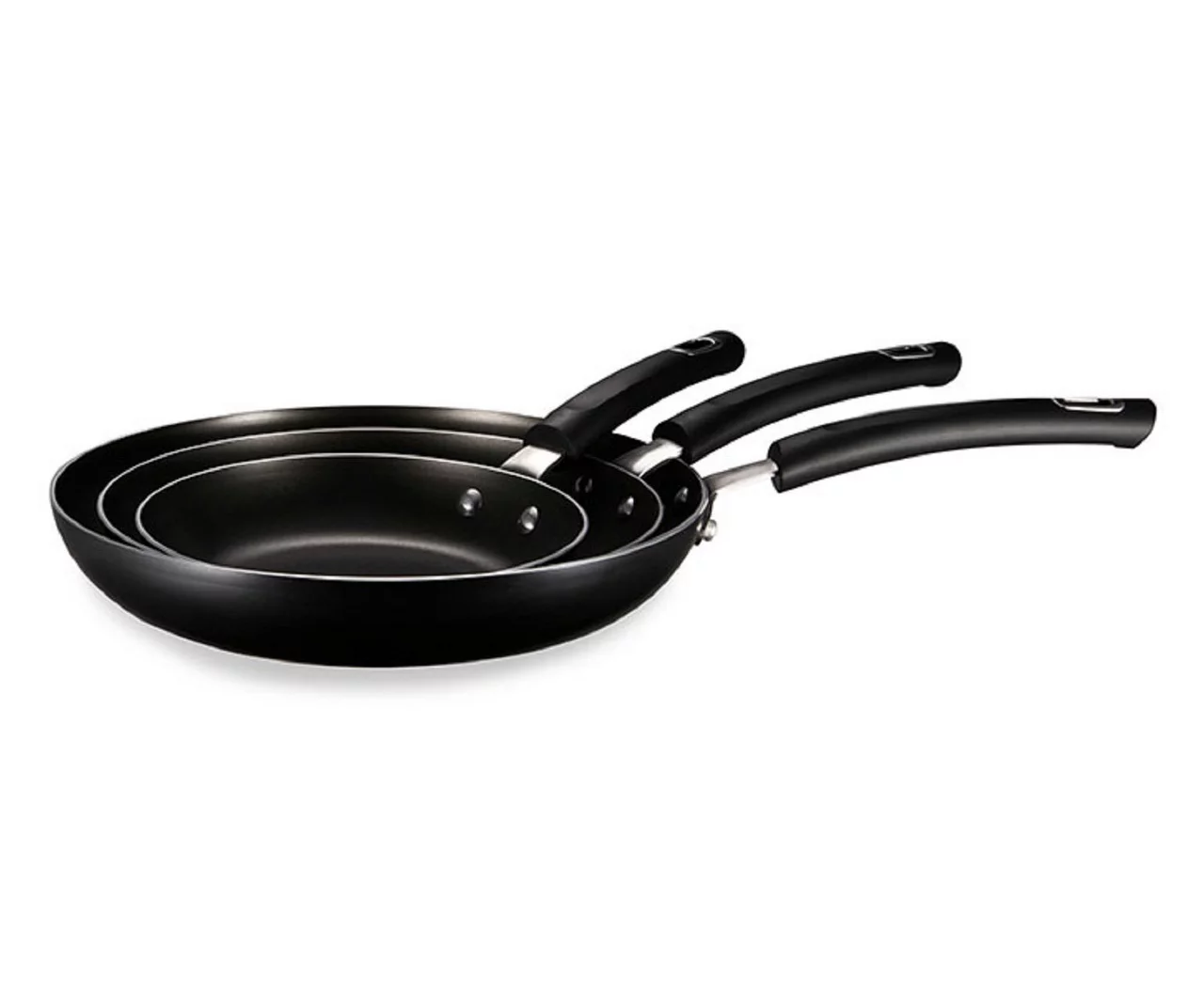 Black Non-Stick 3-Piece Fry Pan Set 3 Black Non-Stick 3-Piece Fry Pan Set