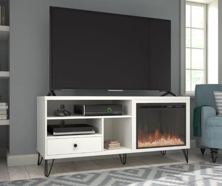 Rylee White Electric Fireplace Console 5 Rylee White Electric Fireplace Console - Image 3
