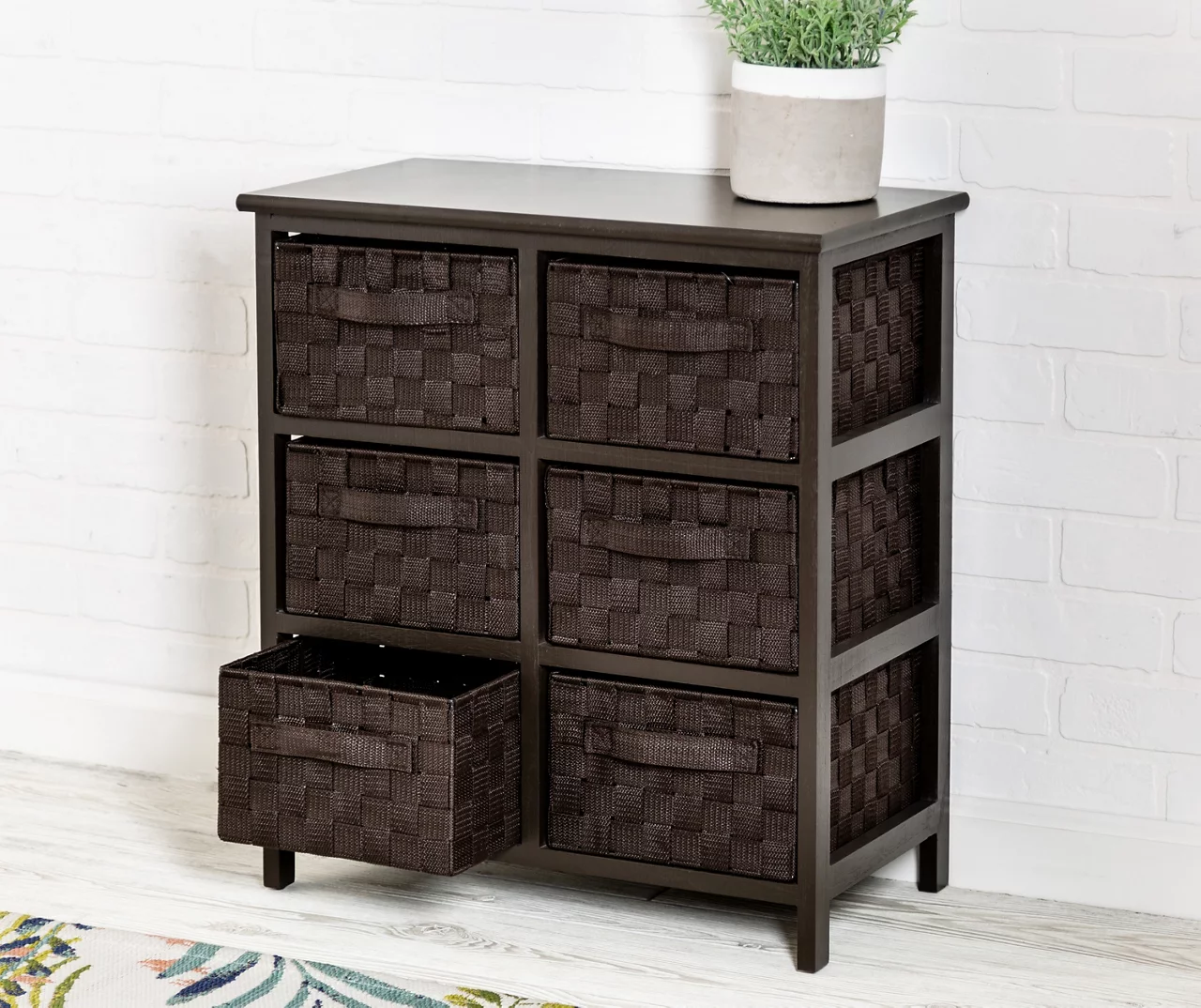 Black 6-Drawer Woven Strap Chest 4 Black 6-Drawer Woven Strap Chest - Image 2