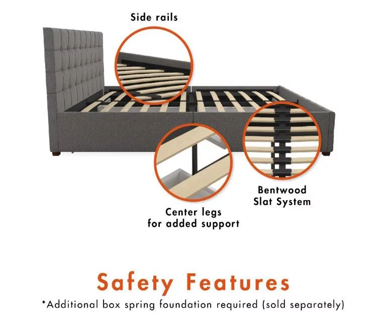 CosmoLiving Elizabeth Gray Linen Storage Bed 8 CosmoLiving Elizabeth Gray Linen Storage Bed - Image 6