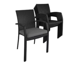 COSCO Lakewood Ranch Black Cushioned Wicker Patio Dining Chairs, 6-Pack -Household Items Sale 810541484 3