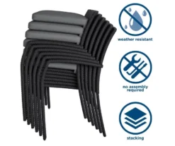 COSCO Lakewood Ranch Black Cushioned Wicker Patio Dining Chairs, 6-Pack -Household Items Sale 810541484 5