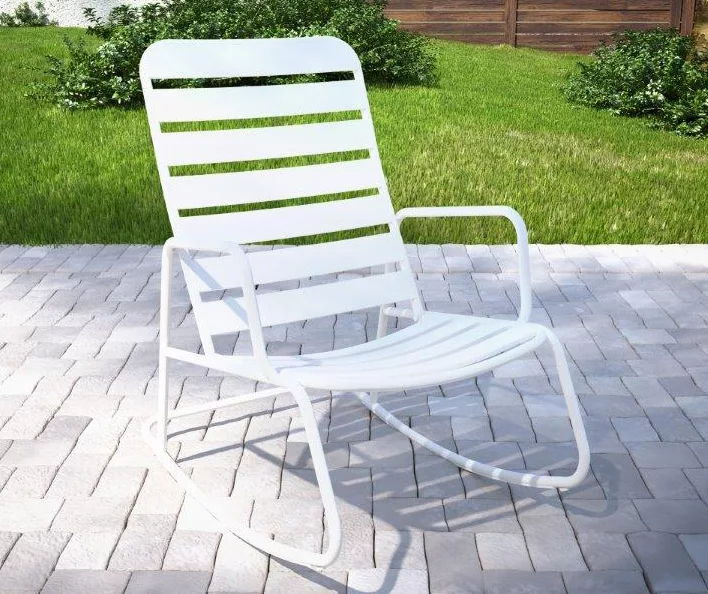 Roberta White Patio Rocking Chair 3 Roberta White Patio Rocking Chair