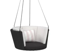 Sally Black Wicker Hanging Patio Swing -Household Items Sale 810541518 6 1