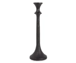 Black Hammered Metal Taper Candle Holder, (14")