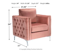 Lizmont Blush Tufted Velvet Accent Chair 15 Lizmont Blush Tufted Velvet Accent Chair -Household Items Sale 810542292 3