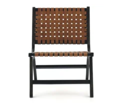 Fayme Camel Armless Leather Woven-Back Lounge Chair 10 Fayme Camel Armless Leather Woven-Back Lounge Chair -Household Items Sale 810542301 2