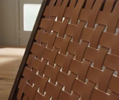 Fayme Camel Armless Leather Woven-Back Lounge Chair 11 Fayme Camel Armless Leather Woven-Back Lounge Chair -Household Items Sale 810542301 3