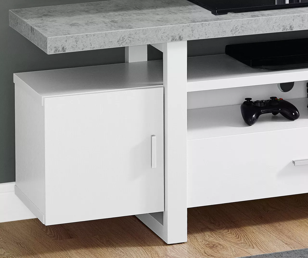 60" White & Cement Look TV Stand 5 60" White & Cement Look TV Stand - Image 3