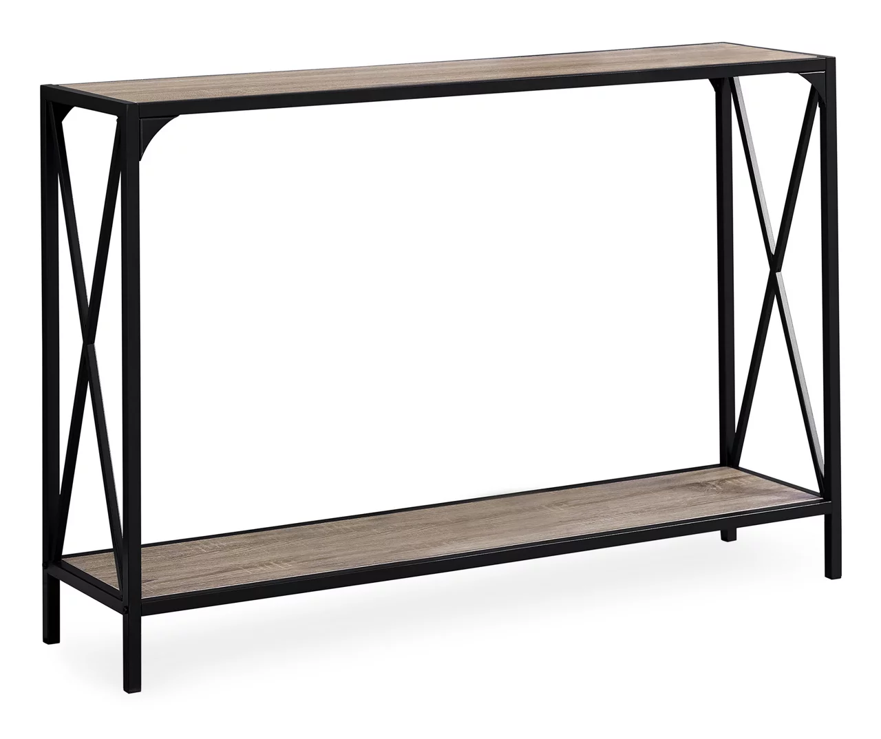 Dark Taupe Wood Look X-Shaped Console Table 3 Dark Taupe Wood Look X-Shaped Console Table