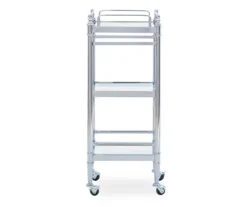 Hawkins Chrome & Glass 3-Shelf Rolling Cart 8 Hawkins Chrome & Glass 3-Shelf Rolling Cart -Household Items Sale 810543096 4