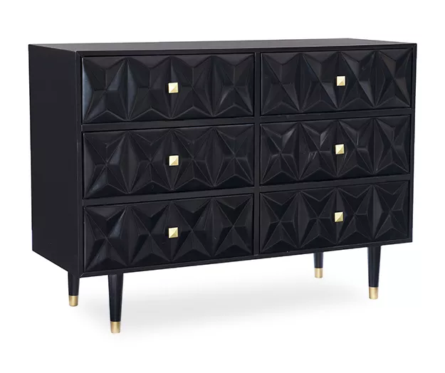 Urban Fresh Black & Gold 6-Drawer Textured Geometric Dresser 4 Urban Fresh Black & Gold 6-Drawer Textured Geometric Dresser - Image 2