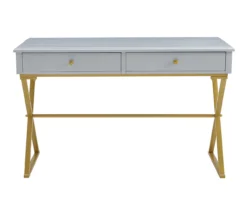 Glam Gray & Gold 2-Drawer Campaign Desk -Household Items Sale 810543219 A0 2