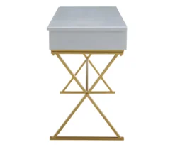 Glam Gray & Gold 2-Drawer Campaign Desk -Household Items Sale 810543219 A1 3