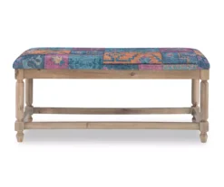 Moroccan Tapestry Upholstered Rustic Driftwood Bench -Household Items Sale 810543273 3