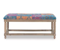 Moroccan Tapestry Upholstered Rustic Driftwood Bench -Household Items Sale 810543273 5