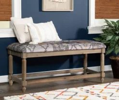 Moroccan Tapestry Upholstered Rustic Driftwood Bench -Household Items Sale 810543274 2 1