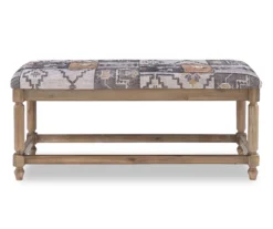 Moroccan Tapestry Upholstered Rustic Driftwood Bench -Household Items Sale 810543274 5 1