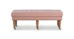 Claire Linen Upholstered Rolling Bench -Household Items Sale 810543277 6