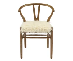 Emmitt Gray & Brown Faux Fur Wishbone Chair -Household Items Sale 810543298 A0 2