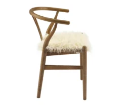 Emmitt Gray & Brown Faux Fur Wishbone Chair -Household Items Sale 810543298 A1 3