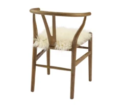 Emmitt Gray & Brown Faux Fur Wishbone Chair -Household Items Sale 810543298 A2 4