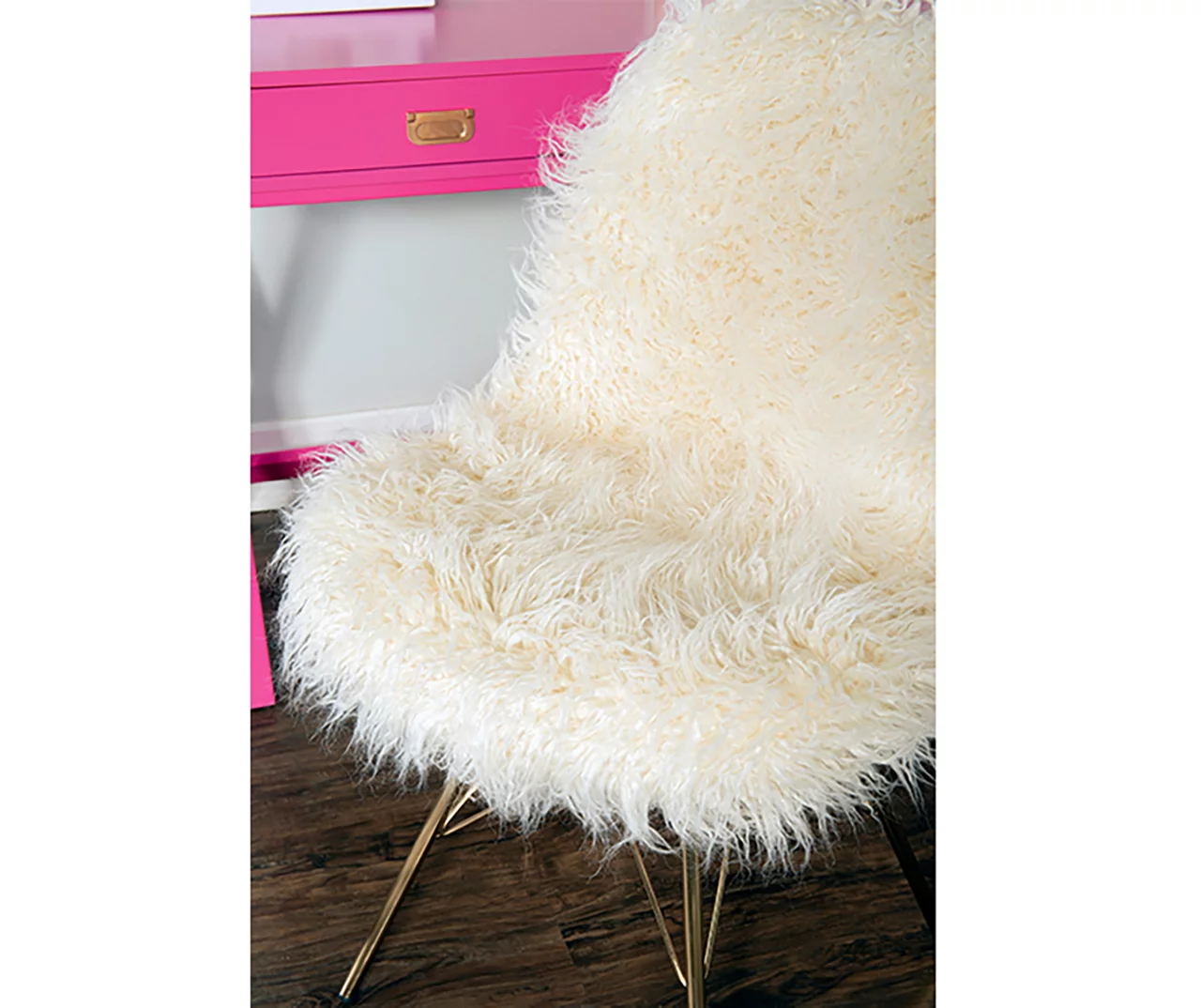 Layton Cream & Gold Faux Fur Chair 8 Layton Cream & Gold Faux Fur Chair - Image 6