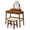 Laura 2-Piece Walnut & Beige 6-Drawer Tilting Mirror Vanity Set 2 Laura 2-Piece Walnut & Beige 6-Drawer Tilting Mirror Vanity Set -Household Items Sale 810543314 1