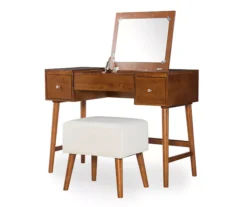 Merci 2-Piece White & Walnut 2-Drawer Lifting Mirror Vanity Set 9 Merci 2-Piece White & Walnut 2-Drawer Lifting Mirror Vanity Set -Household Items Sale 810543353 5