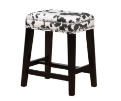 Baldwin White & Black Cow Print Nailhead Counter Stool