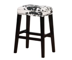 Baldwin White & Black Cow Print Nailhead Bar Stool