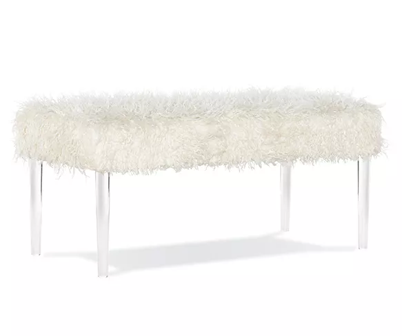 Cara White Faux Fur Acrylic Leg Bench 3 Cara White Faux Fur Acrylic Leg Bench