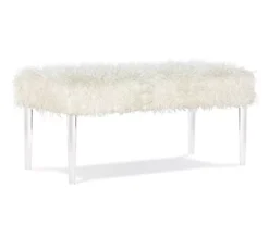 Cara White Faux Fur Acrylic Leg Bench 10 Cara White Faux Fur Acrylic Leg Bench -Household Items Sale 810543373 4