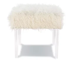 Cara White Faux Fur Acrylic Leg Bench 11 Cara White Faux Fur Acrylic Leg Bench -Household Items Sale 810543373 5
