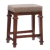 Clark Walnut & Light Brown Upholstered Tweed Backless Counter Stool -Household Items Sale 810543403 A0 1